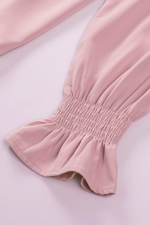 Crew Neck Ruffle Bubble Sleeve Top